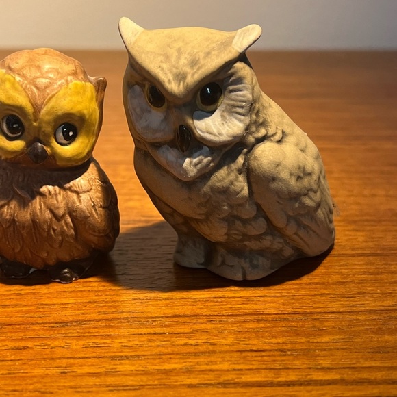 Collectable vintage miniature owls set of four Japanese Pottery Wood Mcm - Picture 9 of 14